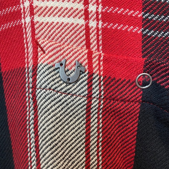 True Religion Red Plaid Flannel Shirt NWT - Picture 5 of 11